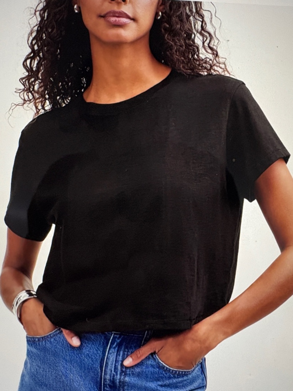 Madewell Easy Crop Black Crewneck Short Sleeve Tee in Soft Slub